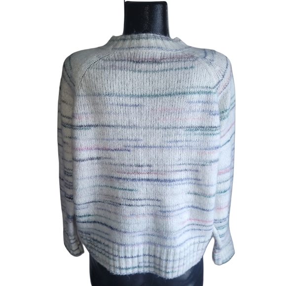 Old Navy White Multi Color Striped Mock Neck Sweater M - Picture 6 of 7